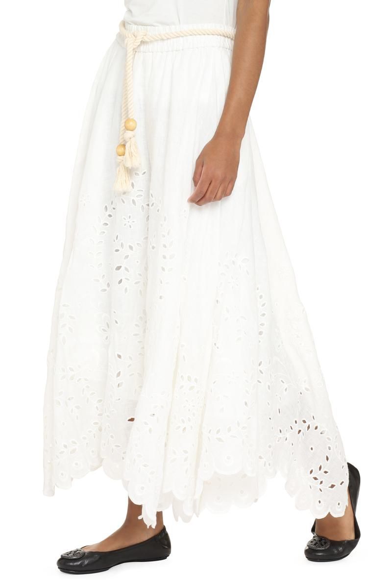 Zimmermann EMBROIDERED LINEN SKIRT - WHITE | Garmentory