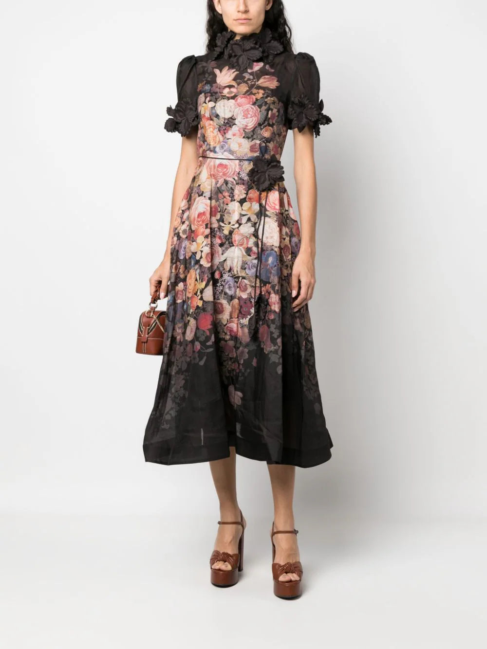 【Zimmermann】LUMINOSITY MIDI DRESS フローラル ベルト ミディ Zimmermann Luminosity Liftoff Flower Midi Morisot Black Print