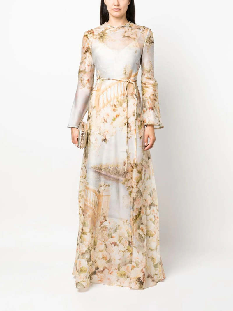 Zimmermann Luminosity Bias Slip Dress - Ivory Garden Floral
