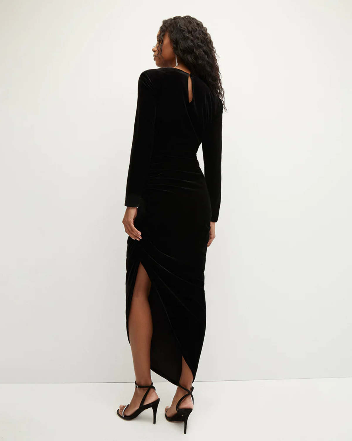Veronica Beard Tristana Stretch-Velvet Dress - Black | Garmentory