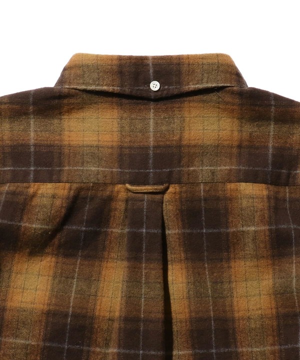 Beams Plus Shaggy Tartan Check Button Down Shirt - Orange | Garmentory
