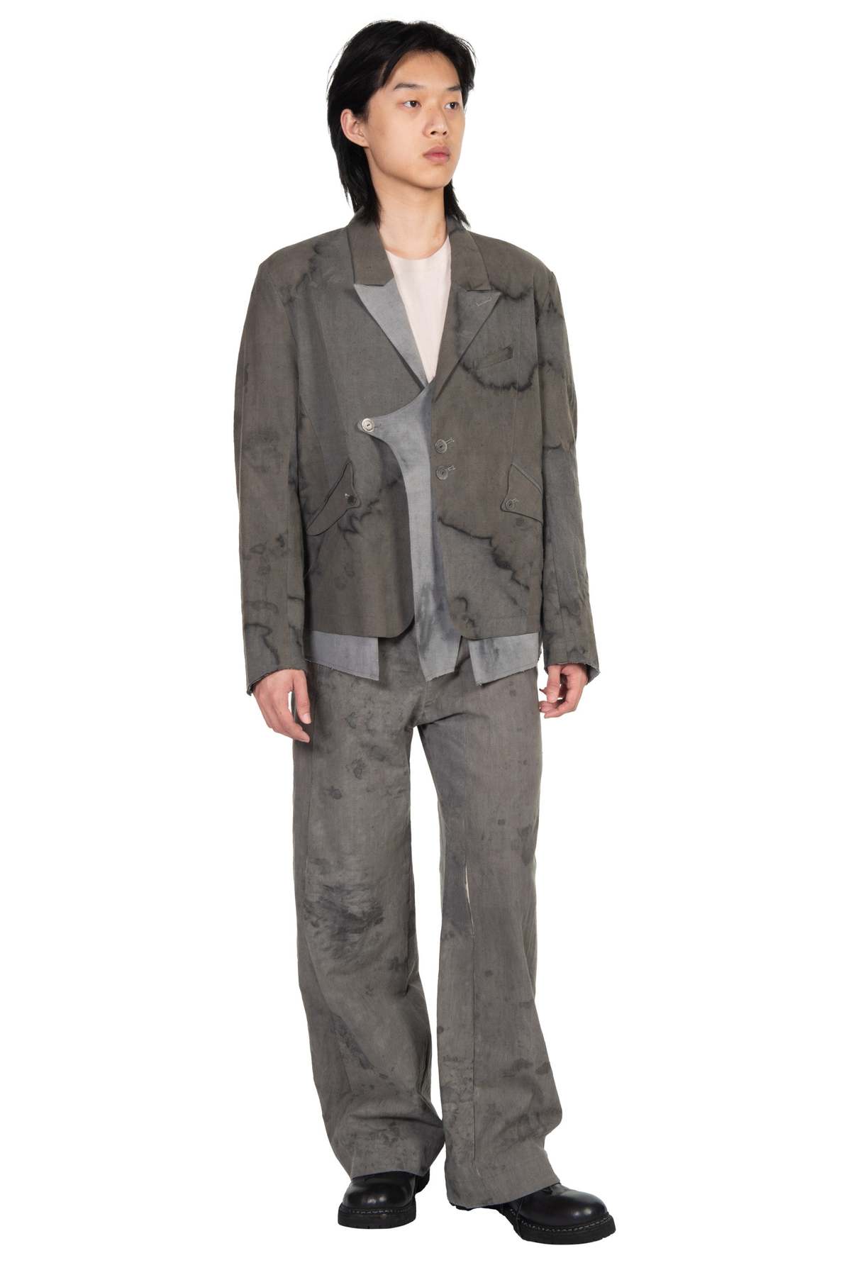 Professor.E Double Layer Blazer - Natural Dyed Grey | Garmentory