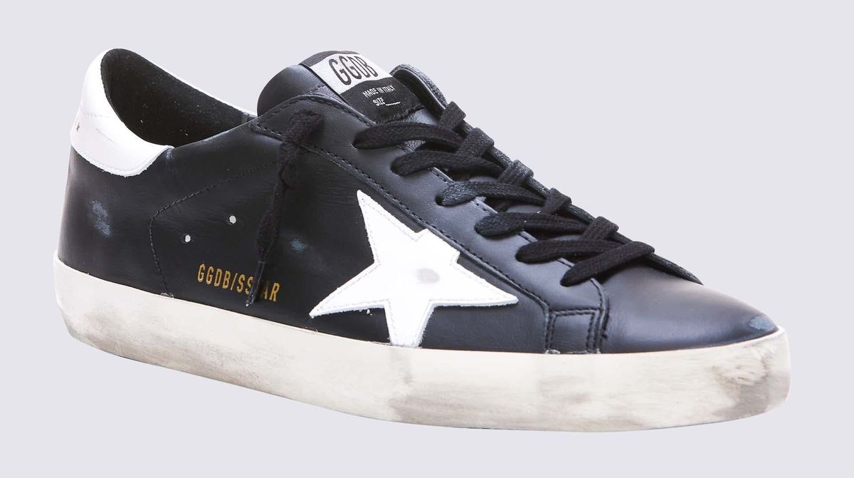 Golden goose black and white leather super star sneakers garmentory
