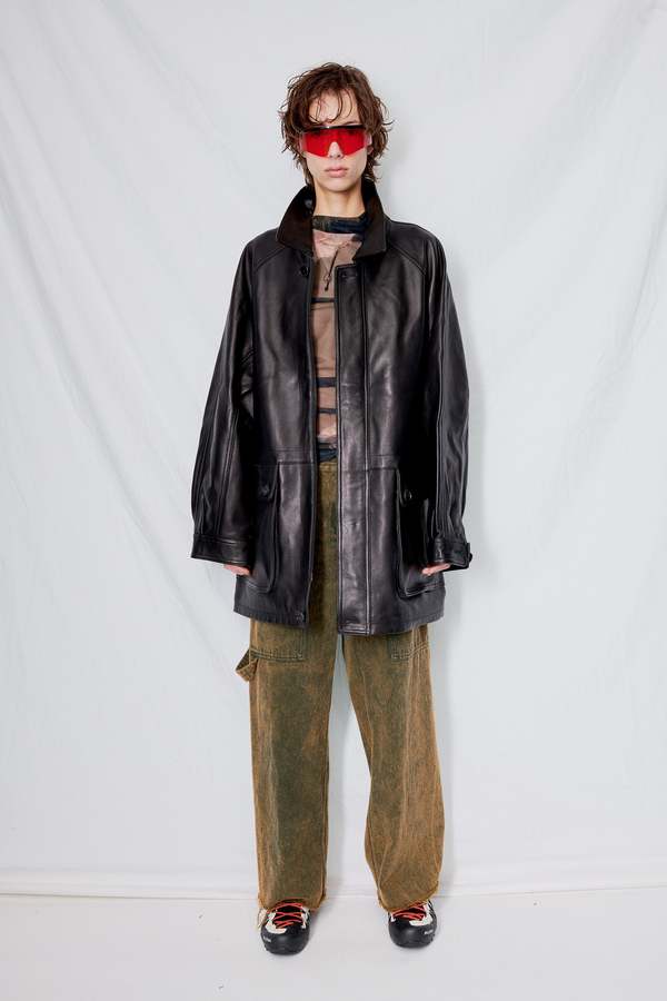 Dunst Lambskin Leather Lily Half Jacket - Black | Garmentory