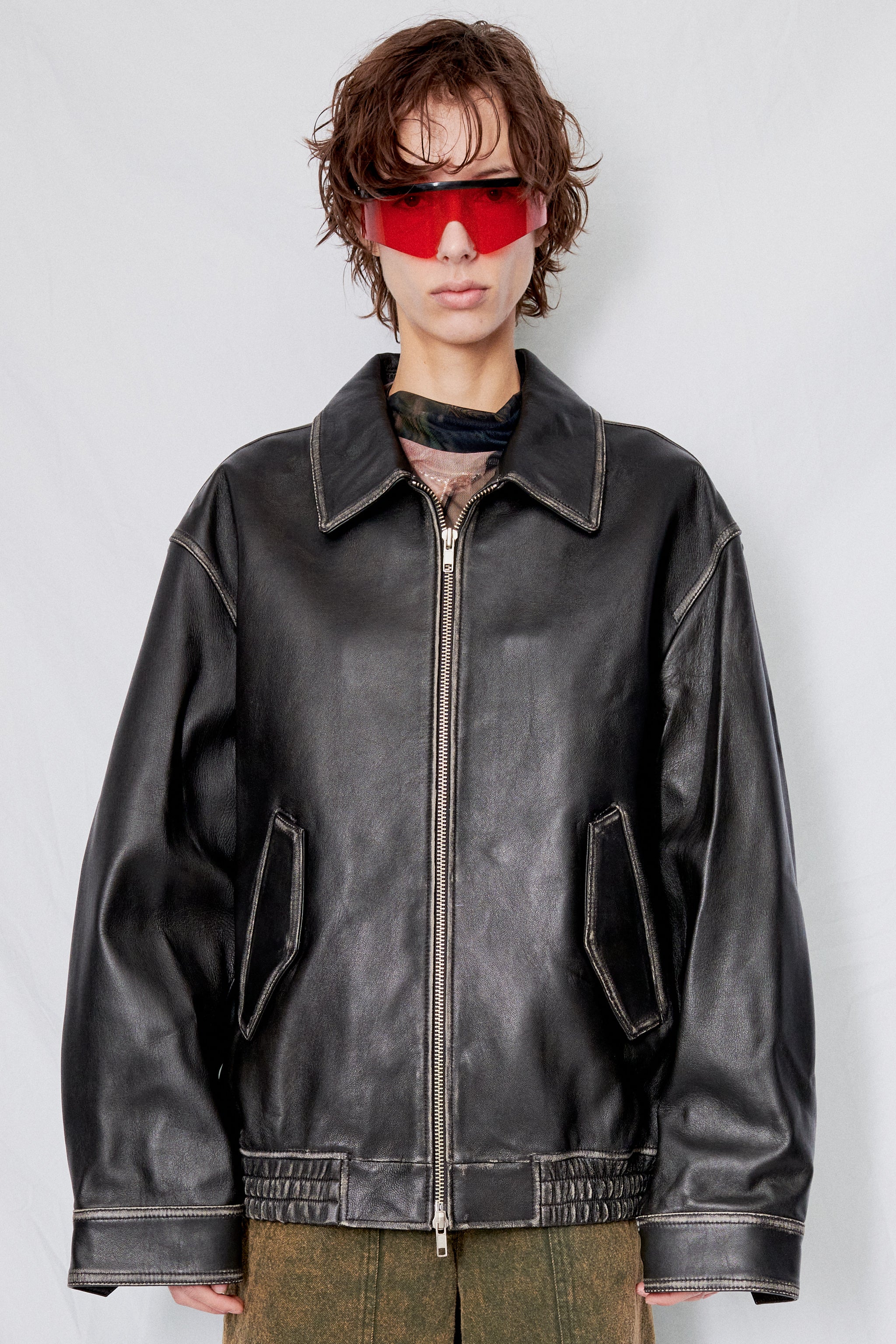 Dunst Brushed Italian Lambskin Leather Blouson - Black | Garmentory