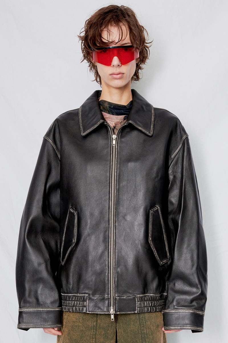 Dunst Brushed Italian Lambskin Leather Blouson - Black