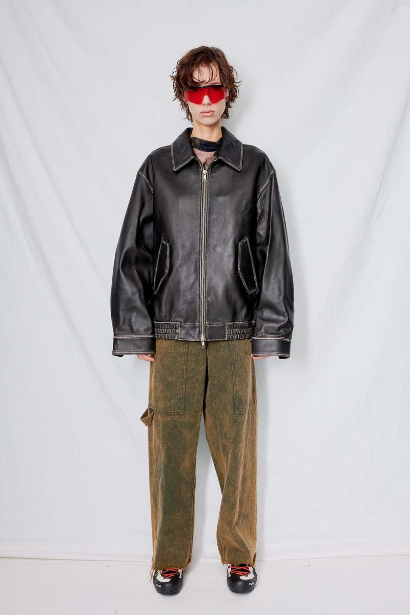 Dunst Brushed Italian Lambskin Leather Blouson - Black