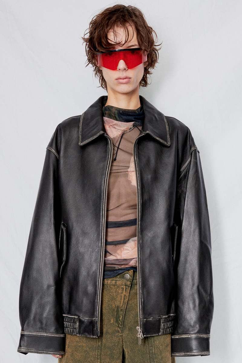 Dunst Brushed Italian Lambskin Leather Blouson - Black