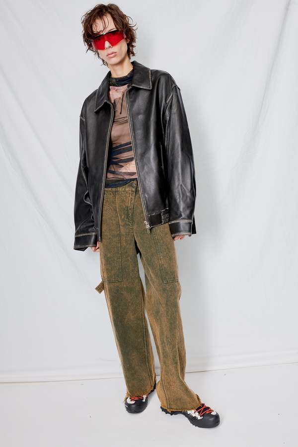 Dunst Brushed Italian Lambskin Leather Blouson - Black