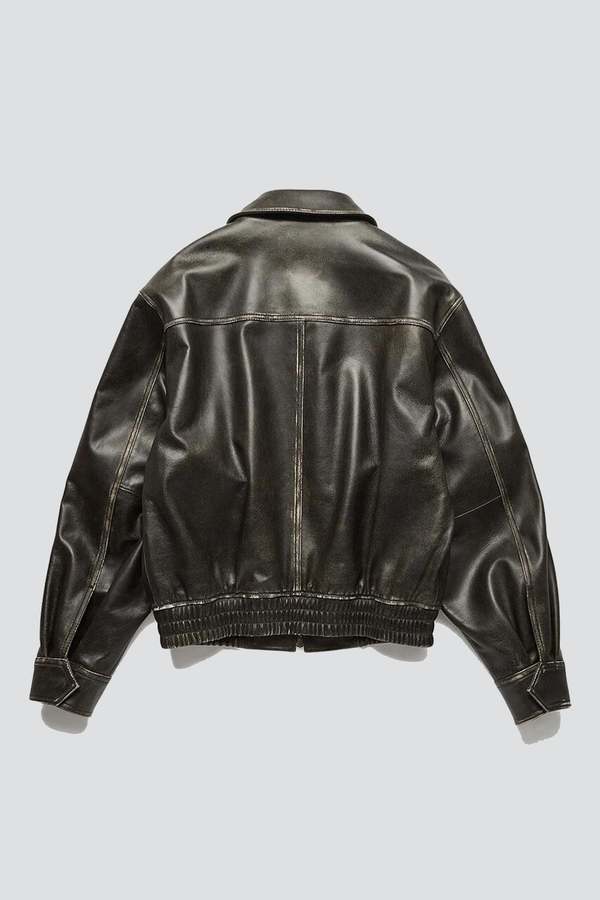 Dunst Brushed Italian Lambskin Leather Blouson - Black