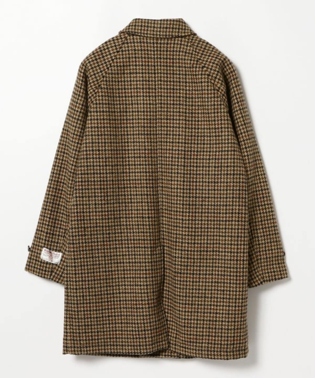 Beams Plus Balmacaan Collar Coat Harris Tweed - GUN CLUB CHK