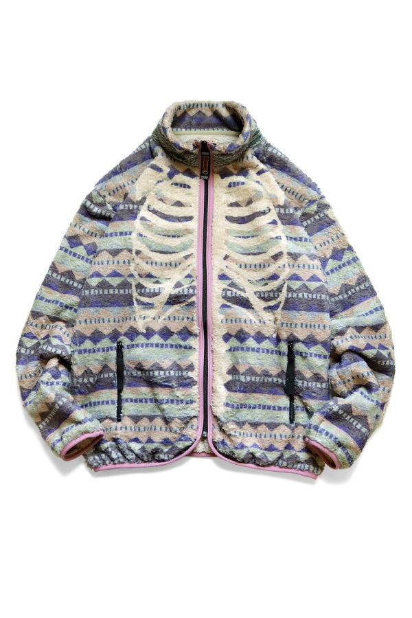 Kapital ASHLAND Stripe & BONE Fleece ZIP Blouson - Purple