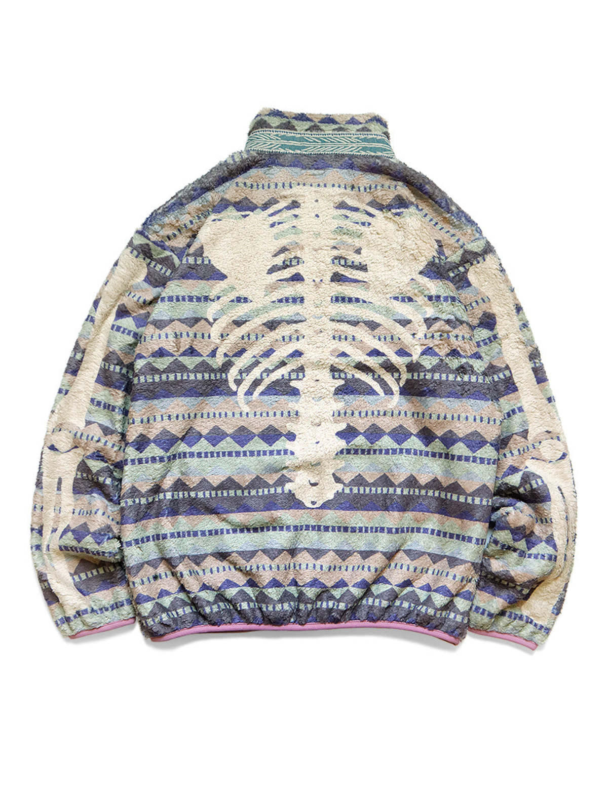 Kapital ASHLAND Stripe & BONE Fleece ZIP Blouson - Purple - Image 2 of 8