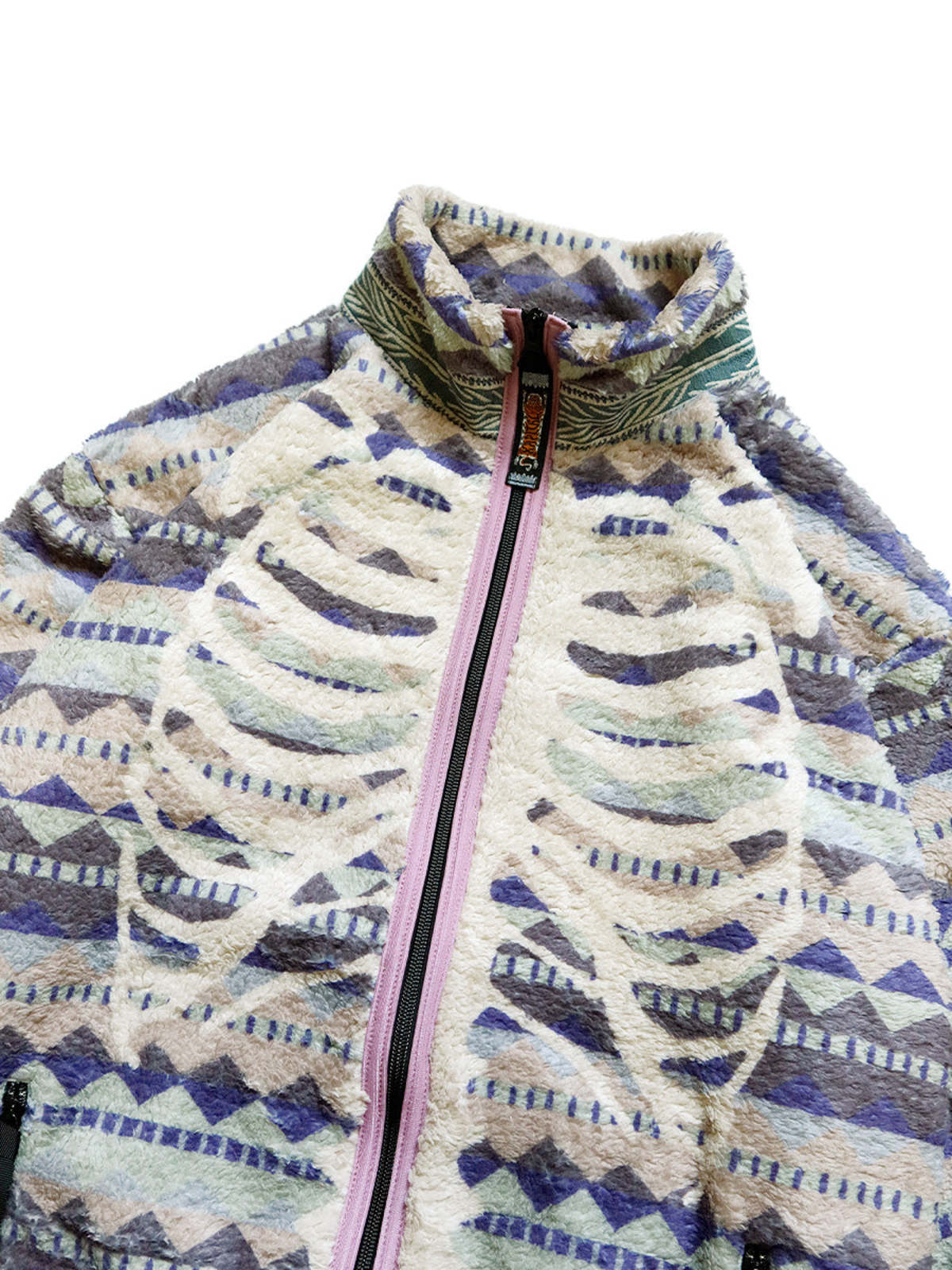 Kapital ASHLAND Stripe & BONE Fleece ZIP Blouson - Purple - Image 3 of 8
