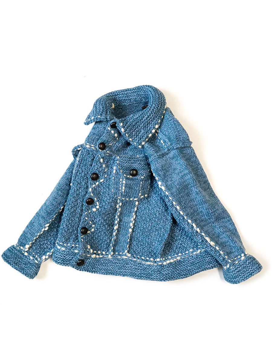 Kapital Wool Hand Knit G-Jacke Cowichan - Navy | Garmentory