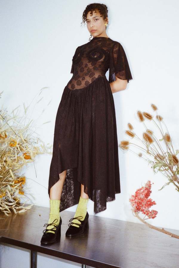 Anne Isabella Long Dress With Chest Spiral - Black on Garmentory