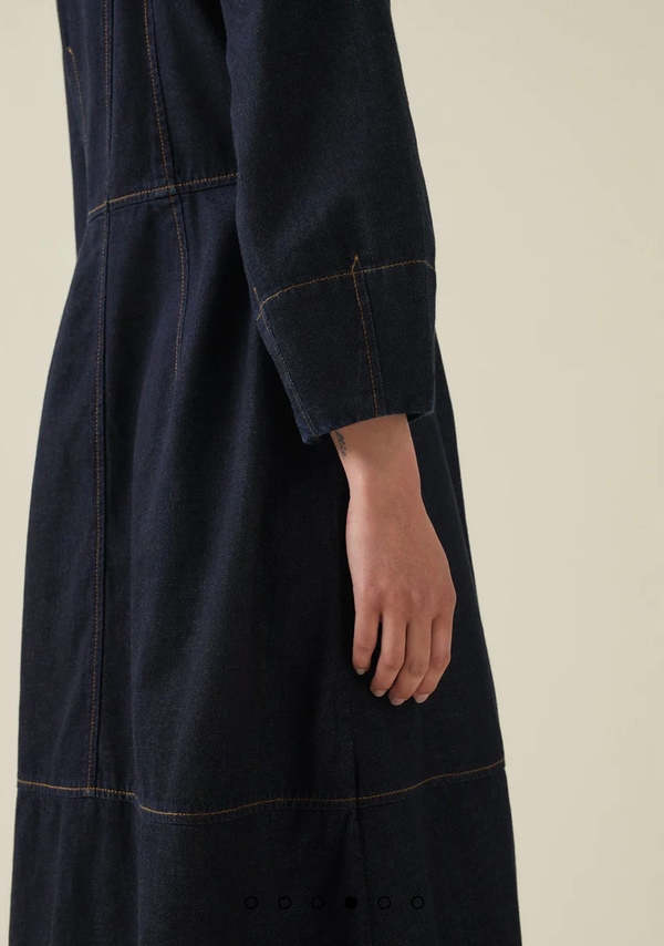 toast denim dress Patch Pocket Denim Dungaree Dress