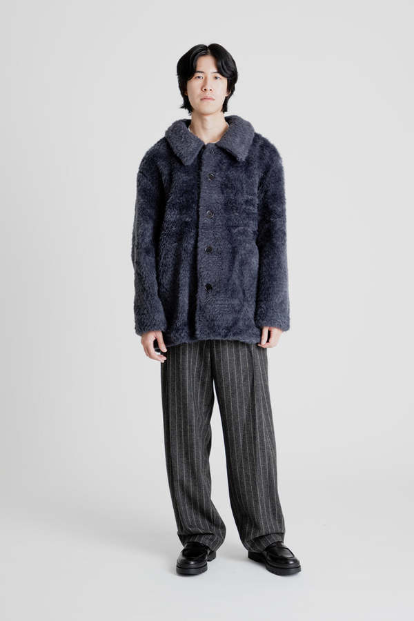 AMOMENTO Fur Mid Coat - Charcoal | Garmentory