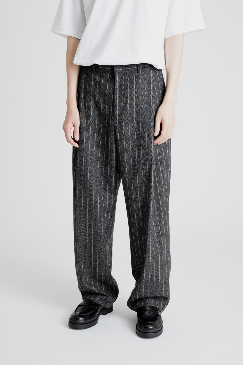 AMOMENTO Wool Stripes Martin Pants - Grey | Garmentory