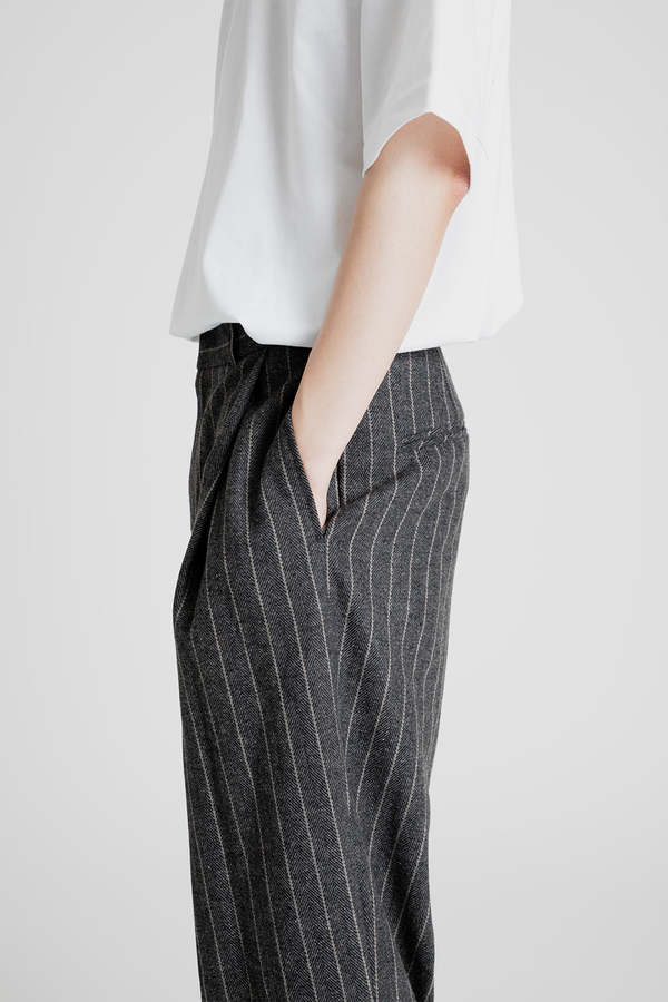 AMOMENTO Wool Stripes Martin Pants - Grey | Garmentory
