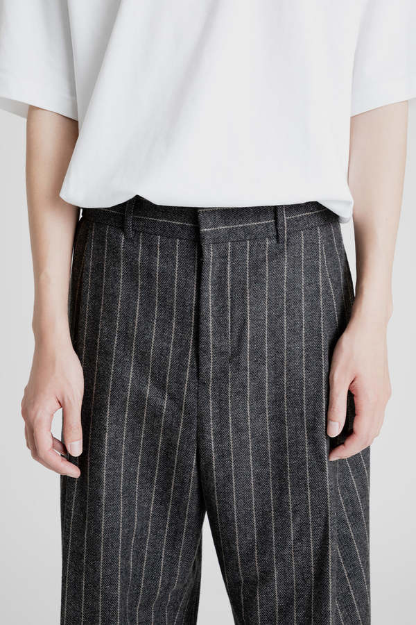 AMOMENTO Wool Stripes Martin Pants - Grey | Garmentory
