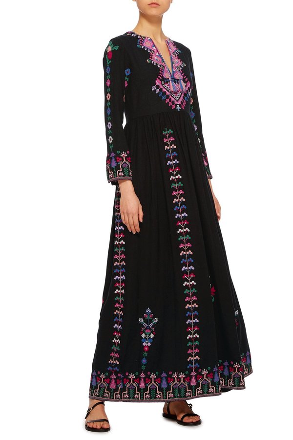 ulla johnson nasya embroidered dress Ulla Johnson // Blue & Red Floral Embroidered Dress – VSP Consignment main image 0