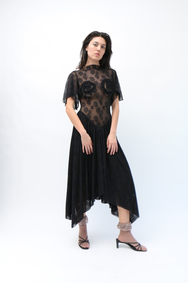chinese dress ladies Stretch Crepe Double Hem Lace-Up Skater Dress – Eclipse main image 1