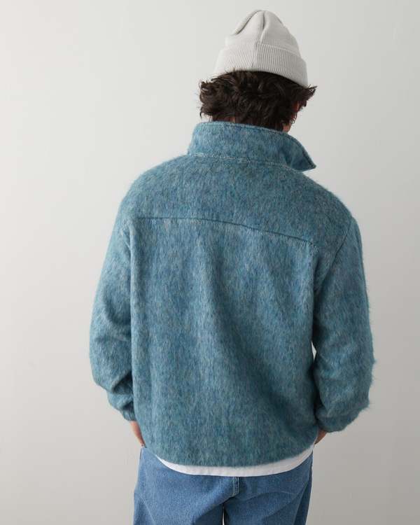 Ernie Palo Mohair Terry Half Zip - Sax | Garmentory