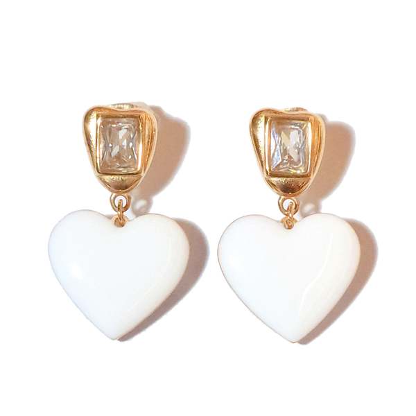 MATTER MATTERS Precious Heart Earrings - Sparkly White