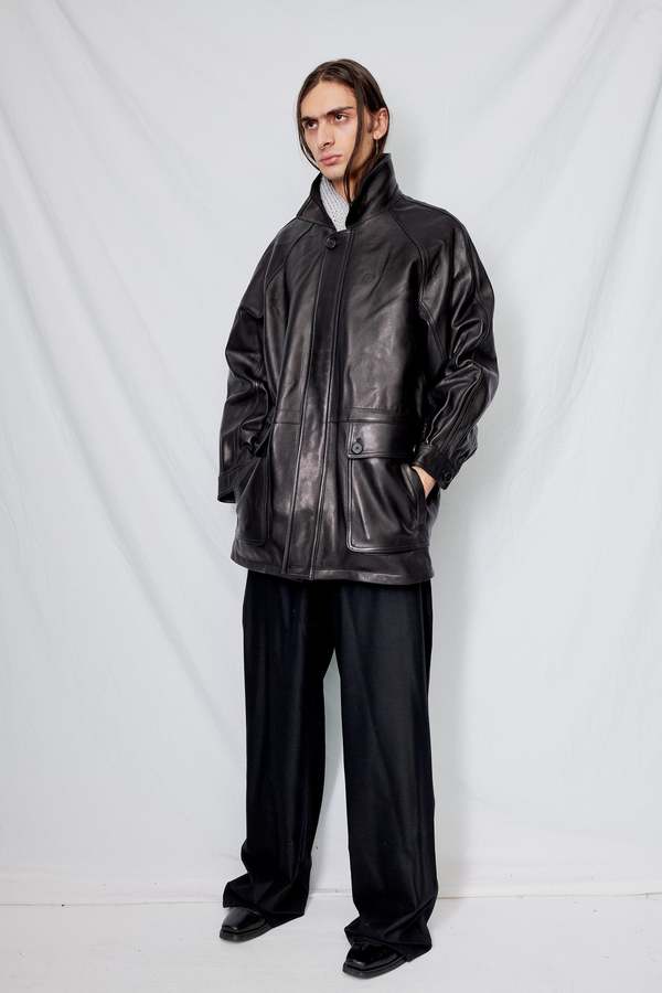 Dunst Lambskin Leather Lily Half Jacket - Black | Garmentory