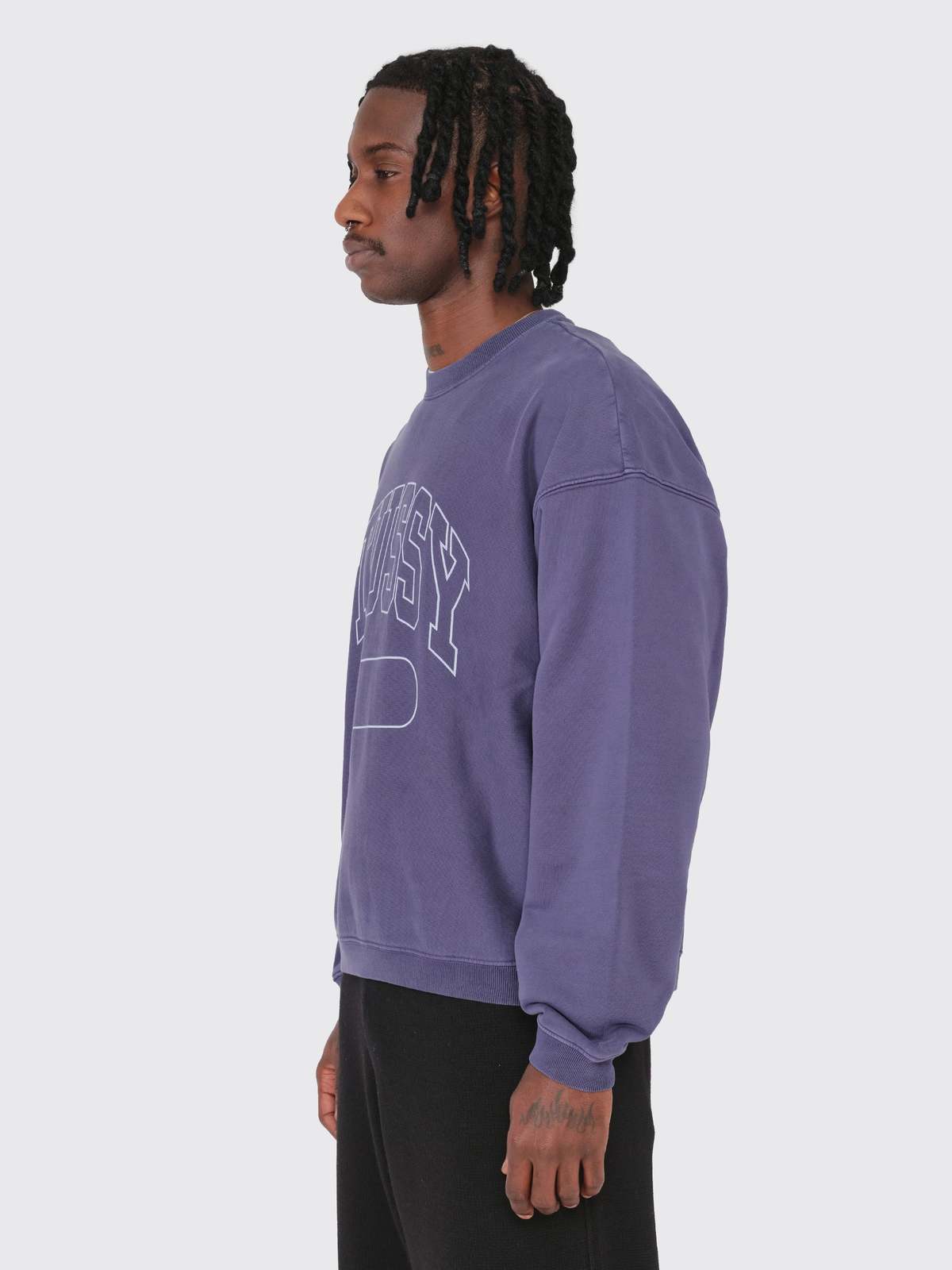 Stussy Varsity Oversized Crew - Washed Blue | Garmentory