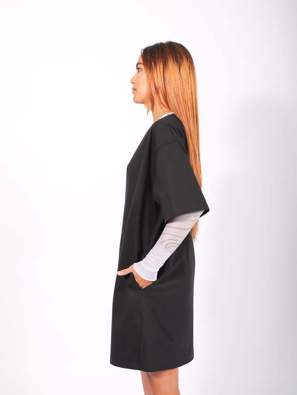 Deep V T-shirt Dress in Black by MM6 Maison Margiela | Garmentory