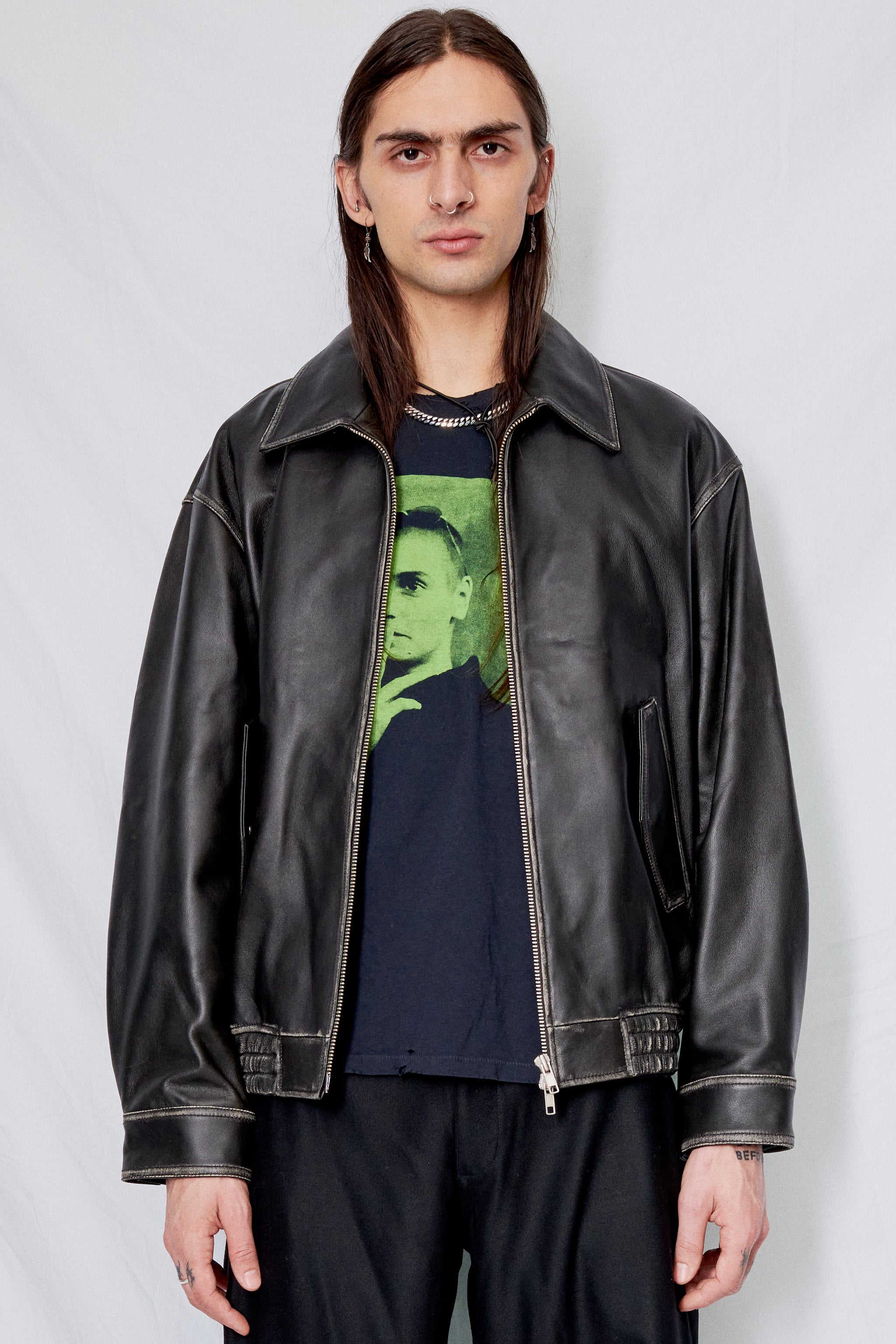 Dunst Brushed Italian Lambskin Leather Blouson - Black | Garmentory