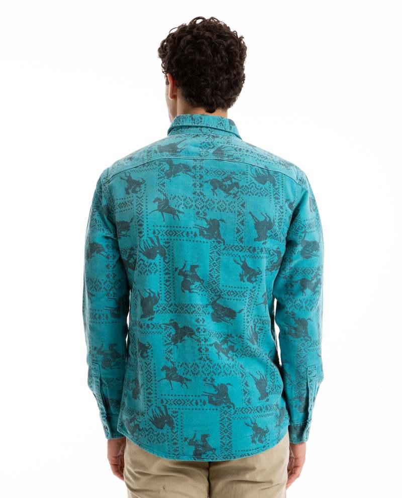 RRL Moleskin Matlock Workshirt - TEAL | Garmentory