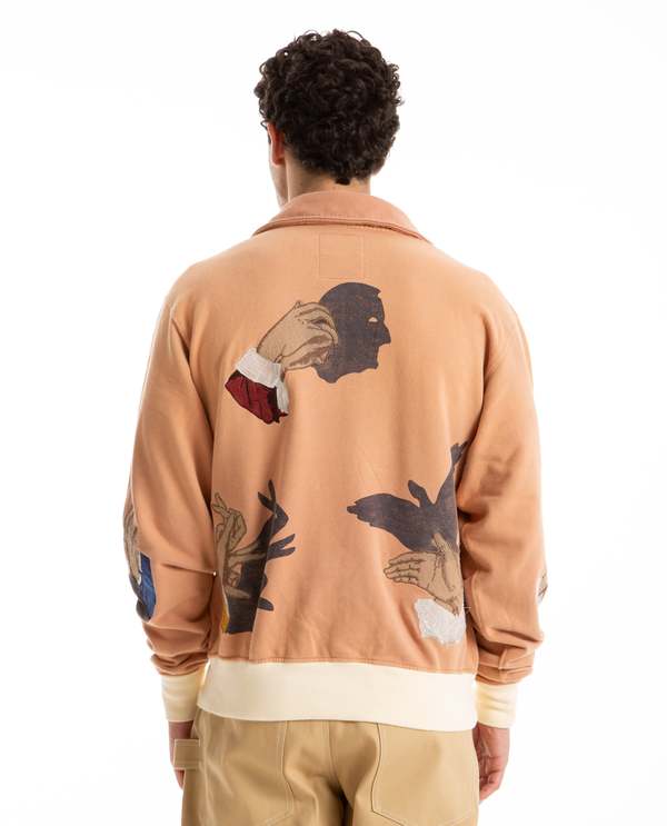 SAMUEL ZELIG Shadow Puppet Zip Sweatshirt - Tan | Garmentory