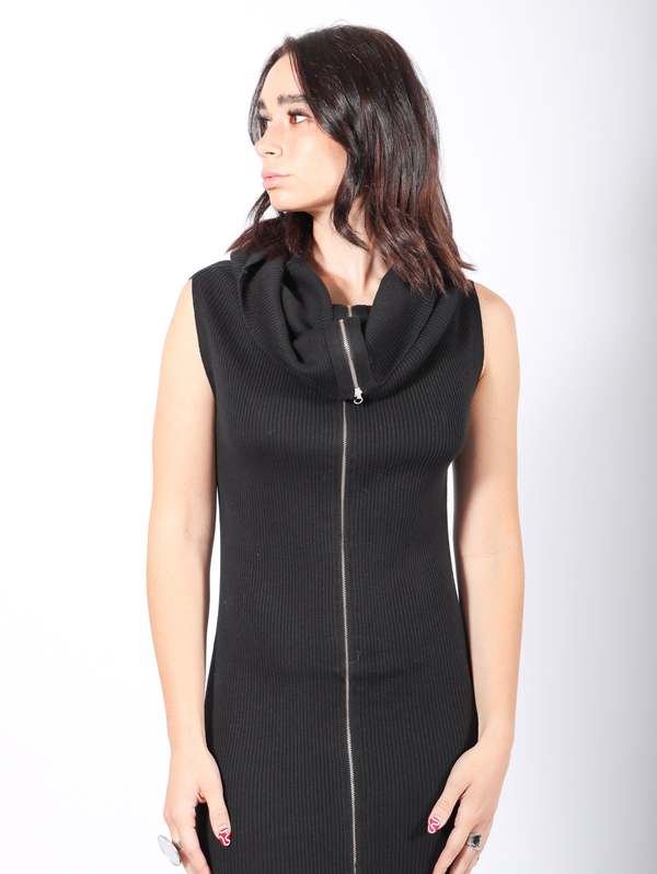 MM6 Maison Margiela Sleeveless Zip Up Dress - Black | Garmentory