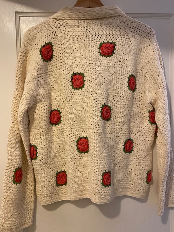 Rosette crochet shirt cardigan | Garmentory