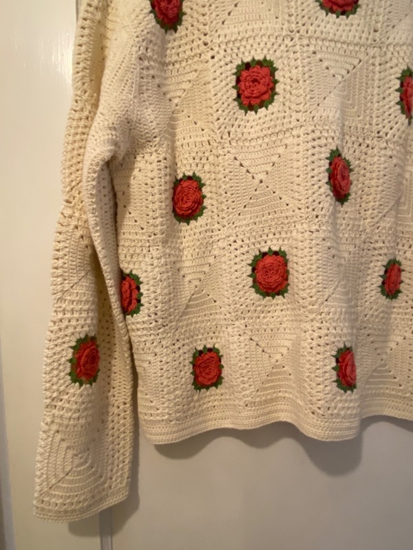 Rosette crochet shirt cardigan | Garmentory