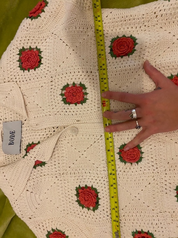 Rosette crochet shirt cardigan | Garmentory