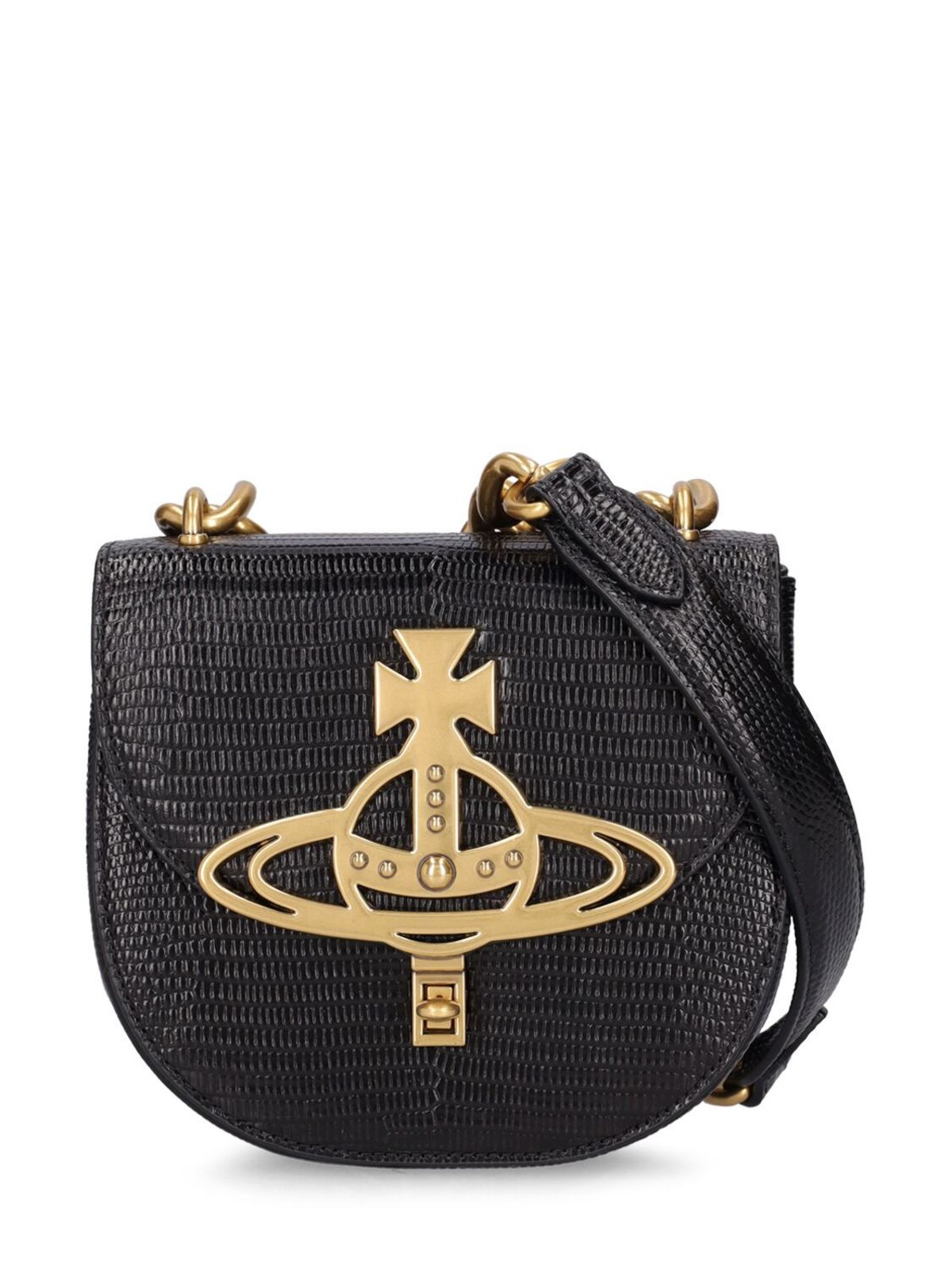 Vivienne Westwood Sofia Saddle Leather Shoulder Bag - Black