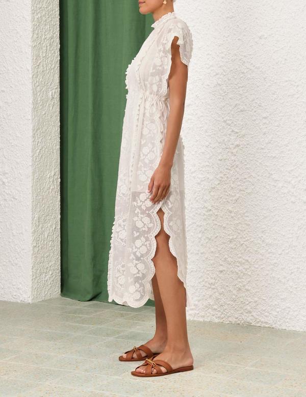 Zimmermann Alight Draw Waist Midi Dress - Ivory