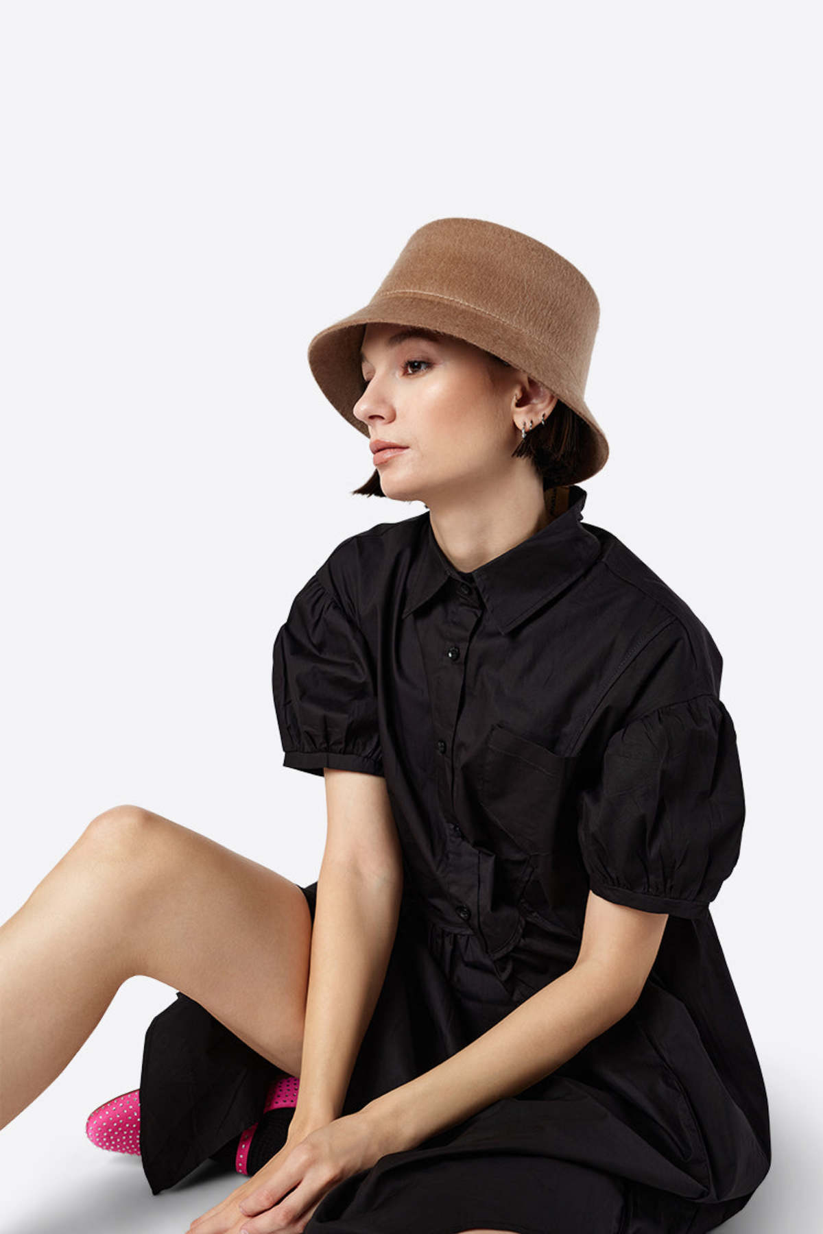 Wyeth Tenley Womens Bucket Hat Black Wool Mohair‎ One Size New Wyeth women main image 3
