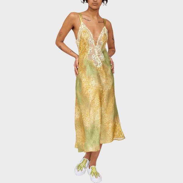 green emerald velvet dress Collina Strada Violet Dress