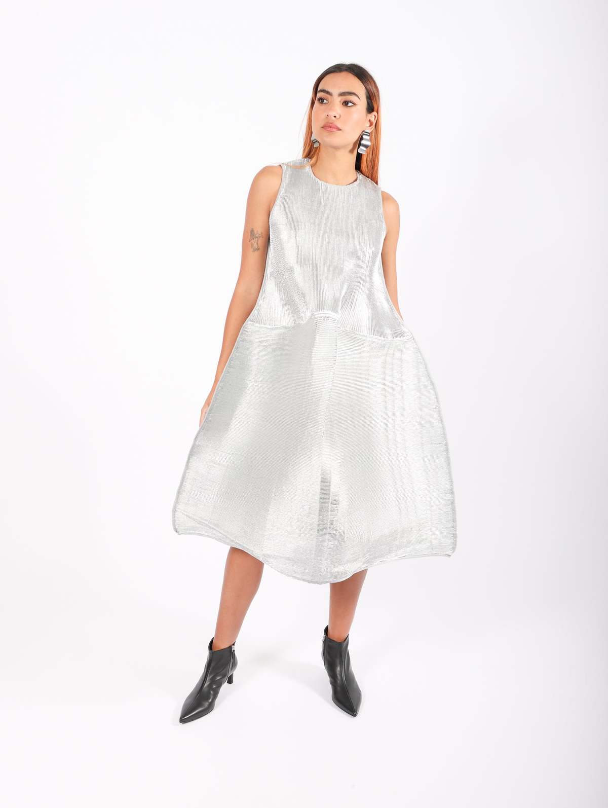 Sleeveless Ripple Dress in Silver by Melitta Baumeister - Image 2 of 10