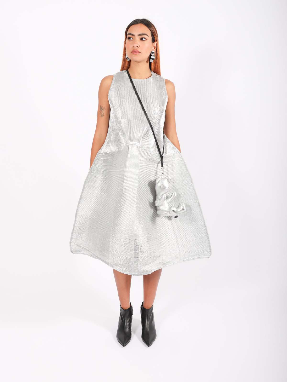 Sleeveless Ripple Dress in Silver by Melitta Baumeister - Image 10 of 10