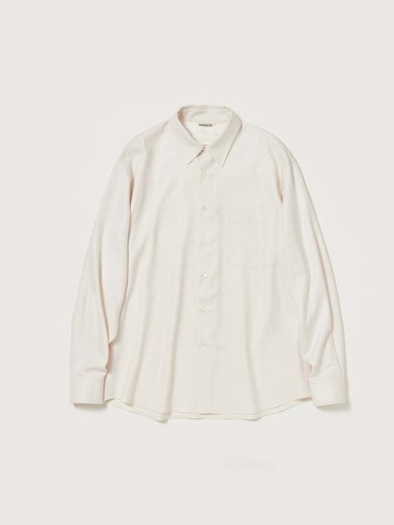 トップス AURALEE SUPER LIGHT WOOL SHIRTS IVORY 3 Auralee Super Light Wool Shirt - Ivory White | Garmentory