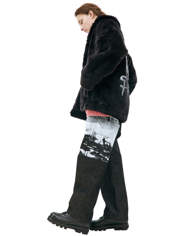 Doublet Black hand-painted faux-fur jacket | Garmentory