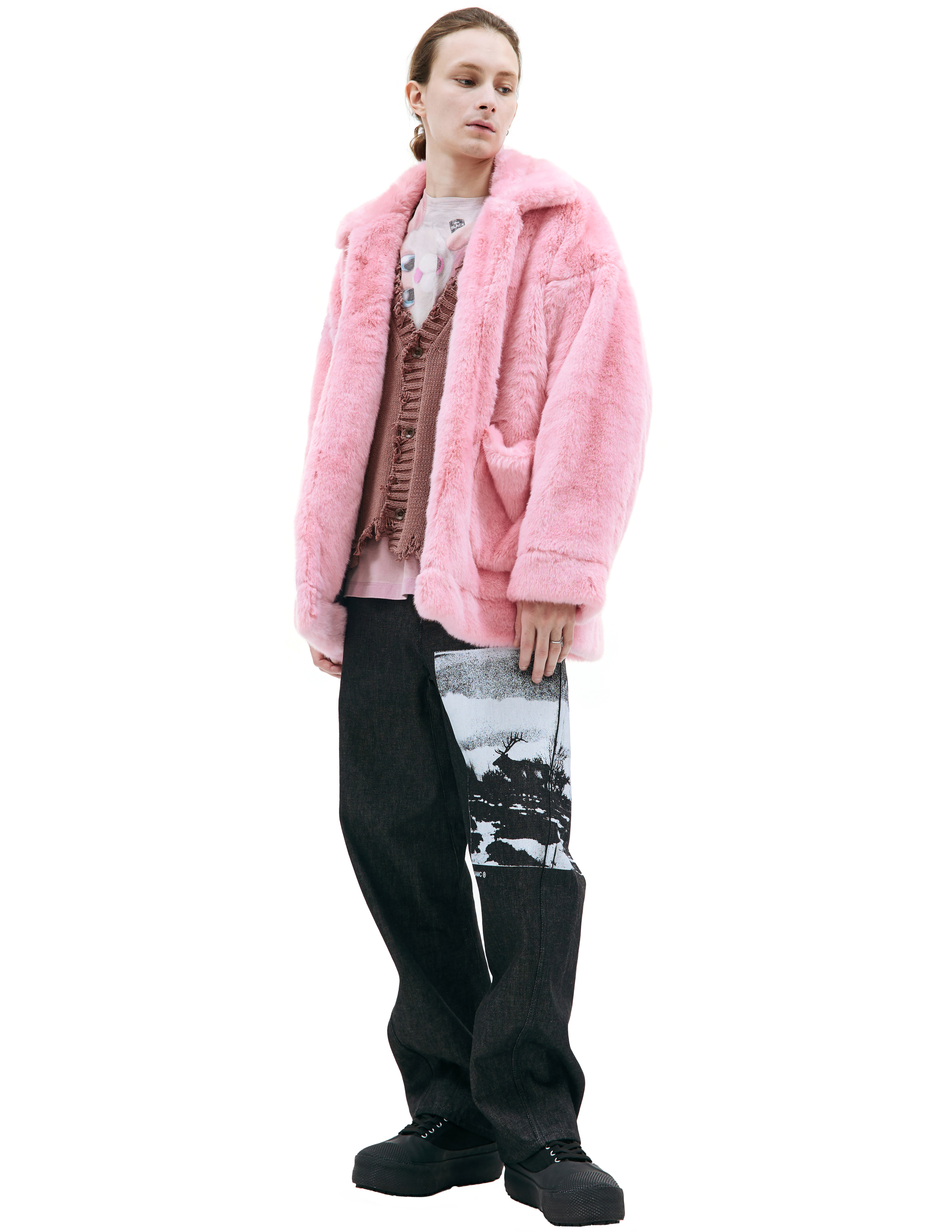 Doublet Hand-painted Faux-fur Jacket - Pink | Garmentory