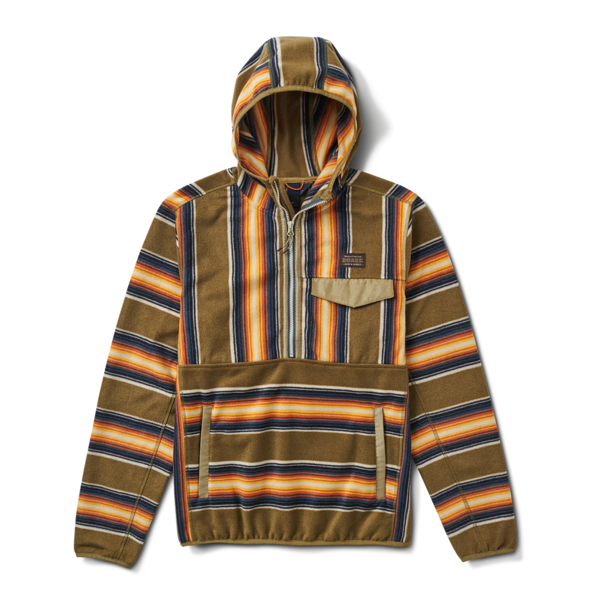 Roark Revival Barra Scrambler Hoodie - Dusty Green Barra Stripe 