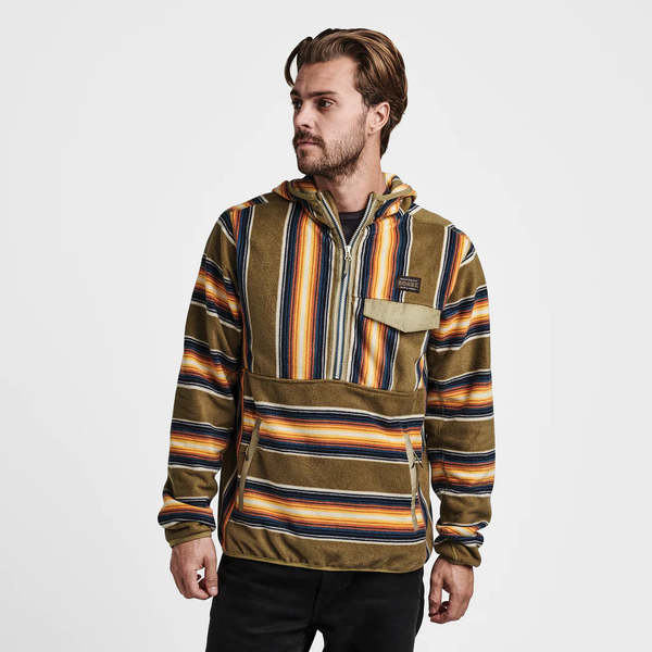 Roark Revival Barra Scrambler Hoodie - Dusty Green Barra Stripe